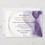 Moderne Ultra Violet Paarse gouden cirkels bruilof Kaart (Voorkant)