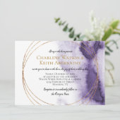 Moderne Ultra Violet Paarse gouden cirkels bruilof Kaart (Staand voorkant)