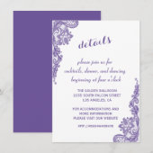 Moderne Ultra Violette Kant Bruiloft Details Ontva Kaart (Voorkant / Achterkant)