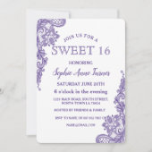Moderne Ultra Violette Kant SWEET 16 Kaart (Voorkant)