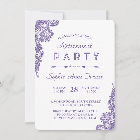 Moderne Ultra Violette Kant Uitnodiging voor Pensi (Voorkant)