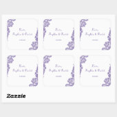 Moderne Ultra Violette Kanten Bruiloft Vierkante Sticker (Vel)