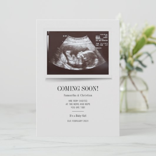 Moderne Ultrasound foto Zwangerschap Aankondiging (Staand voorkant)