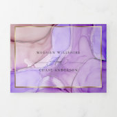 Moderne Ultraviolet Paarse Mauve Fluid Ink Drieluik Uitnodiging (Cover)