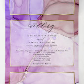 Moderne Ultraviolet Paarse Mauve Fluid Ink Drieluik Uitnodiging (Binnenkant midden)