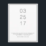 Moderne Unica Sla de datumkaart op Save The Date<br><div class="desc">Dit is een moderne Save the Date-kaart met een strakke zwarte grens. Matching trouwuitnodiging,  RSVP,  en florale envelop ook beschikbaar voor verkoop.</div>