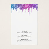 Moderne Unicorn Glitter-schijven die beeldscherm v Visitekaartje (Achterkant)