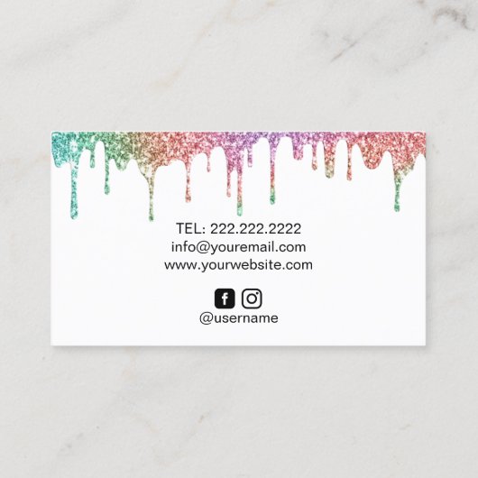 Moderne Unicorn Glitter stuurt pastel Holografie L Visitekaartje (Achterkant)