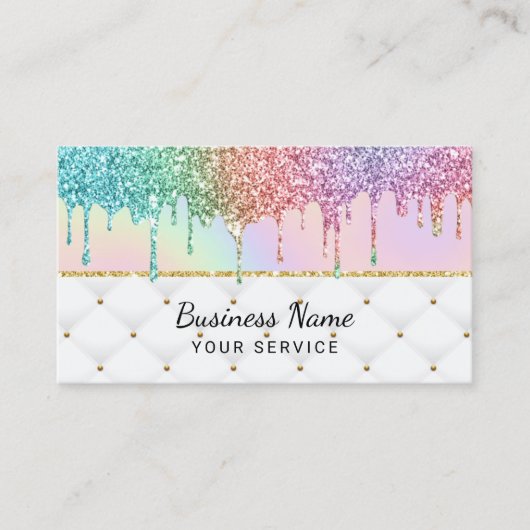 Moderne Unicorn Glitter stuurt pastel Holografie L Visitekaartje (Voorkant)