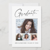 Moderne, uniek inktscript Afstuderen 4 foto Aankondiging (Voorkant)