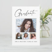 Moderne, uniek inktscript Afstuderen 4 foto Aankondiging (Staand voorkant)