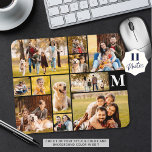 Moderne Unieke 11 Foto Collage Monogram Muismat<br><div class="desc">Creëer uw eigen monogram, aangepaste kleur foto muismat met deze eenvoudig te uploaden foto collage sjabloon met 11 afbeeldingen in verschillende vormen en maten, zowel horizontaal als verticaal om een breed scala aan foto onderwerpen in uw keuze van tekst en achtergrond kleuren (weergegeven in wit op zwart) tegemoet te komen....</div>