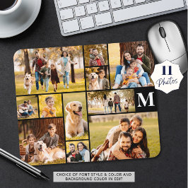 Moderne Unieke 11 Foto Collage Monogram Muismat