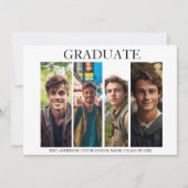 Moderne unieke 4 foto afstudeerfeest kaart (Voorkant)