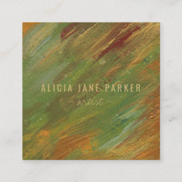 Moderne, unieke abstracte elegante kunstenaar vierkante visitekaartje