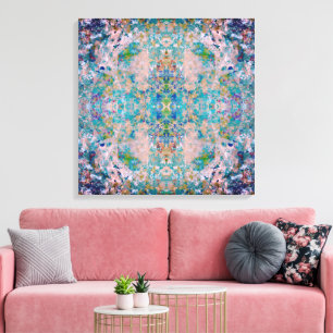 Moderne unieke abstracte kunst met Sangria kleuren Canvas Afdruk