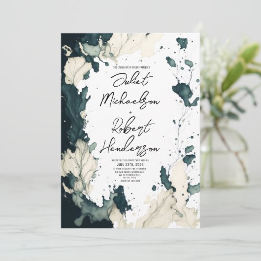 Moderne, unieke Abstracte Waterverf Kaart (Staand voorkant)