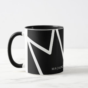 Moderne, unieke Abstracte zwarte witte monogram, a Mok