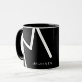 Moderne, unieke Abstracte zwarte witte monogram, a Mok (Voorkant links)
