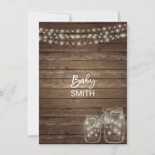 Moderne, unieke Baby shower met hout Rustic Mason  Kaart (Achterkant)