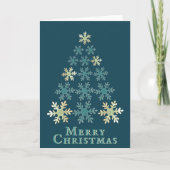 Moderne, unieke blauwe sneeuwvlokboom, pretkerst kaart (Voorkant)