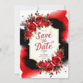 Moderne unieke Crimson rode rozen bruiloft Save The Date (Voorkant)