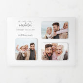 Moderne unieke feestdag, 3-foto Dimensional Grid Drieluik Wenskaart (Cover)