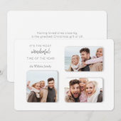 Moderne unieke feestdag, 3-foto Dimensional Grid Feestdagenkaart (Voorkant / Achterkant)