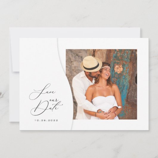 Moderne Unieke Foto Bruiloft Save The Date (Voorkant)