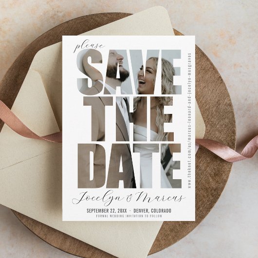 Moderne Unieke Foto Eenvoudige Huwelijk Save the D Save The Date