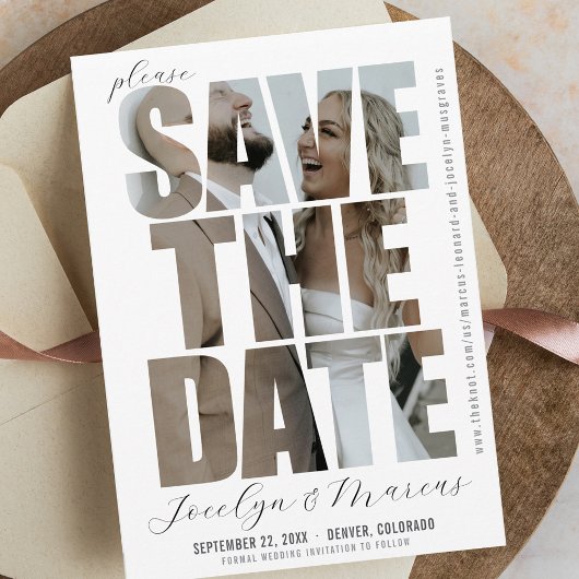 Moderne Unieke Foto Eenvoudige Huwelijk Save the D Save The Date
