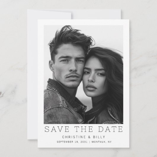 Moderne Unieke Foto Huwelijk Save the Date (Voorkant)