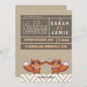 Moderne unieke Foxes Wedding Couple Invite Kaart (Voorkant / Achterkant)