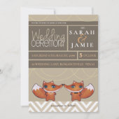 Moderne unieke Foxes Wedding Couple Invite Kaart (Voorkant)