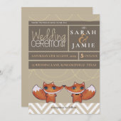 Moderne unieke Foxes Wedding Couple Invite Kaart (Voorkant / Achterkant)