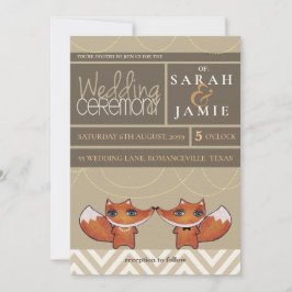 Moderne unieke Foxes Wedding Couple Invite Kaart