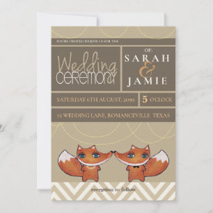 Moderne unieke Foxes Wedding Couple Invite Kaart