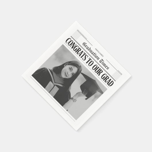 Moderne unieke grappige foto krant afstuderen servet (Hoek)