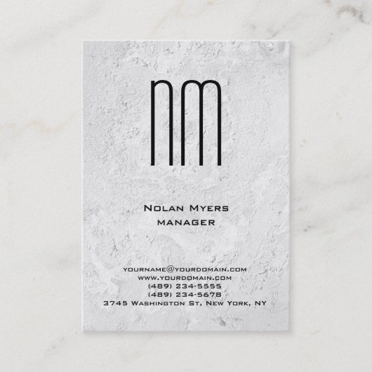Moderne unieke grijze muur textuur monogram visitekaartje (Voorkant)