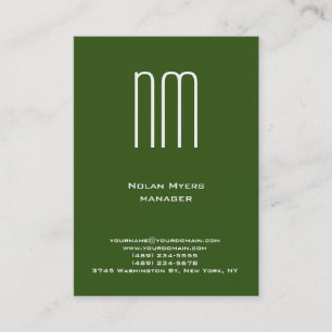 Moderne, unieke, groene, witte monogram profession visitekaartje