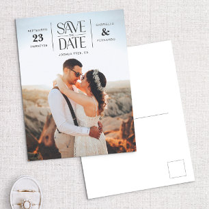 Moderne Unieke Hipster Type Foto slaat de datum op Briefkaart