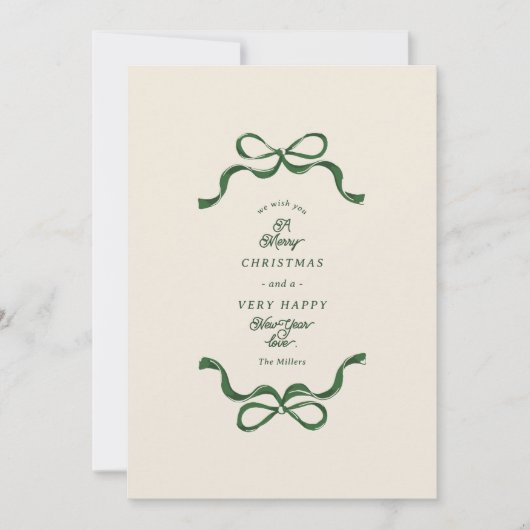 Moderne Unieke Kerstbogen Cream & Groene Foto Feestdagenkaart (Voorkant)