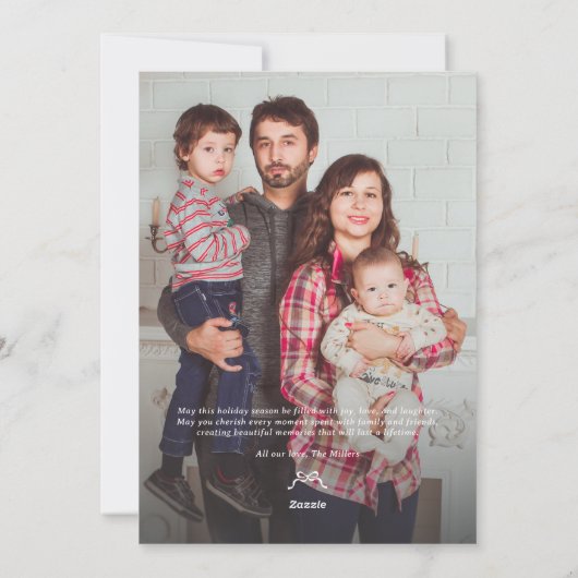 Moderne Unieke Kerstbogen Cream & Rode Foto Feestdagenkaart (Achterkant)