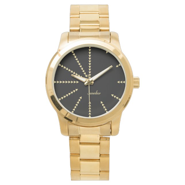 Moderne, unieke kleuren, elegant, stijlvol zwart z horloge (Voorkant)