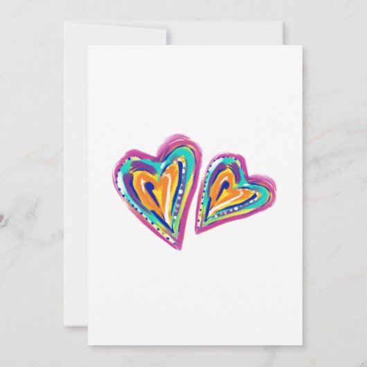 Moderne unieke kleurrijke uitnodiging voor hartenb (Achterkant)