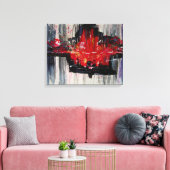 Moderne, unieke, levendige rode en zwarte Abstract Canvas Afdruk (Insitu (Woonkamer))