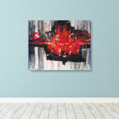 Moderne, unieke, levendige rode en zwarte Abstract Canvas Afdruk (Insitu (Houten vloer))