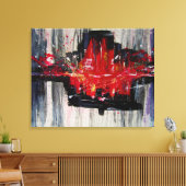 Moderne, unieke, levendige rode en zwarte Abstract Canvas Afdruk (Insitu (Woonkamer))