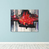 Moderne, unieke, levendige rode en zwarte Abstract Canvas Afdruk (Insitu (Houten vloer))