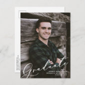 Moderne Unieke Manuscript bekleding Twee Afstudere Aankondigingskaart (Voorkant / Achterkant)